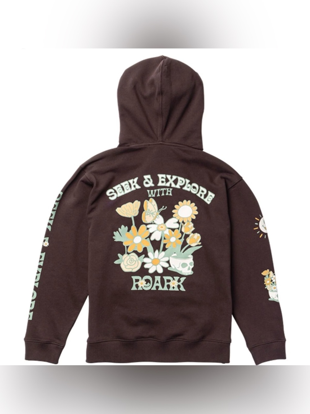 Roark Chocolate Brown Graphic Pullover Hoodie with Mint Accents